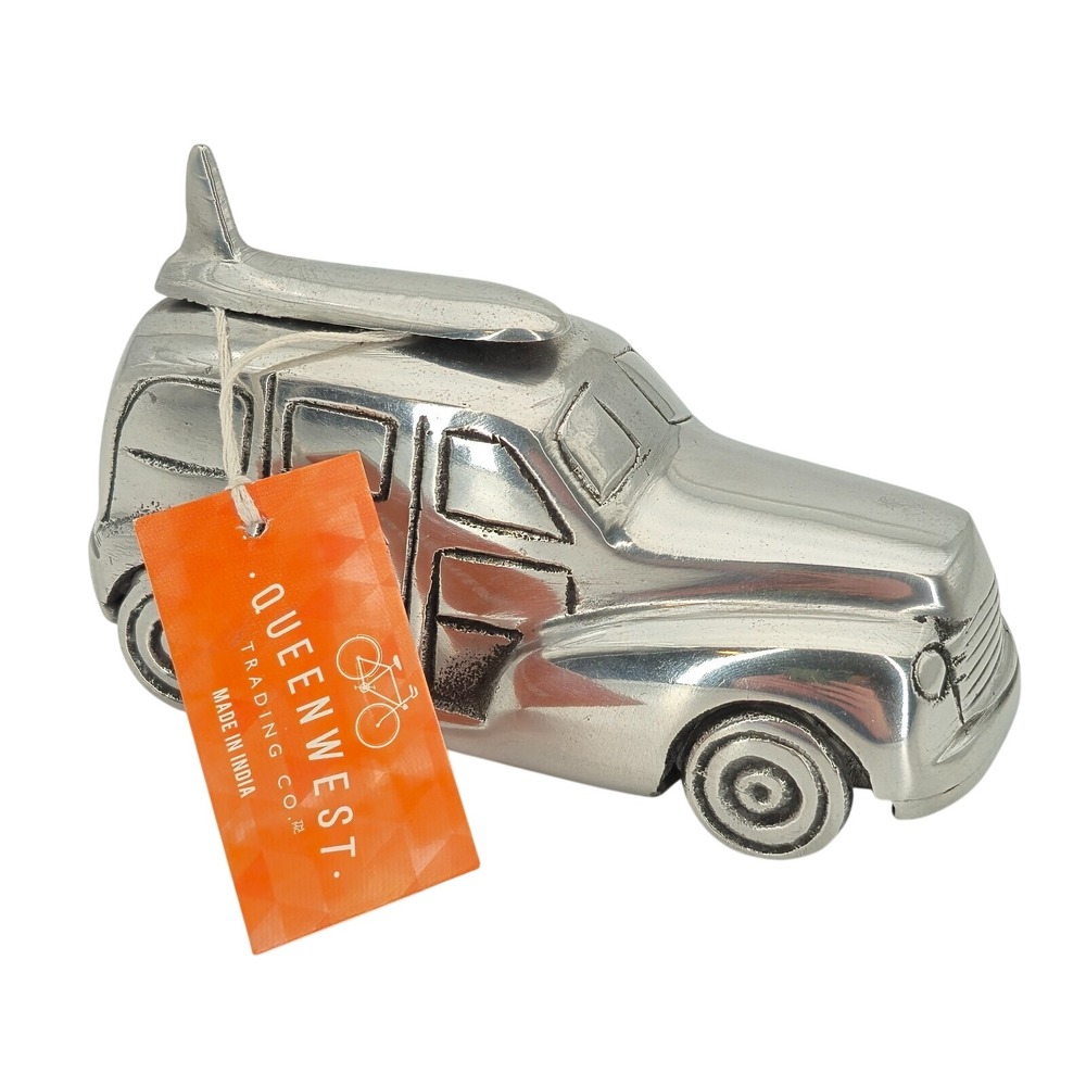 Queen West Trading Co Metal Car Vehicle with Surfboard on top Bottle Opener